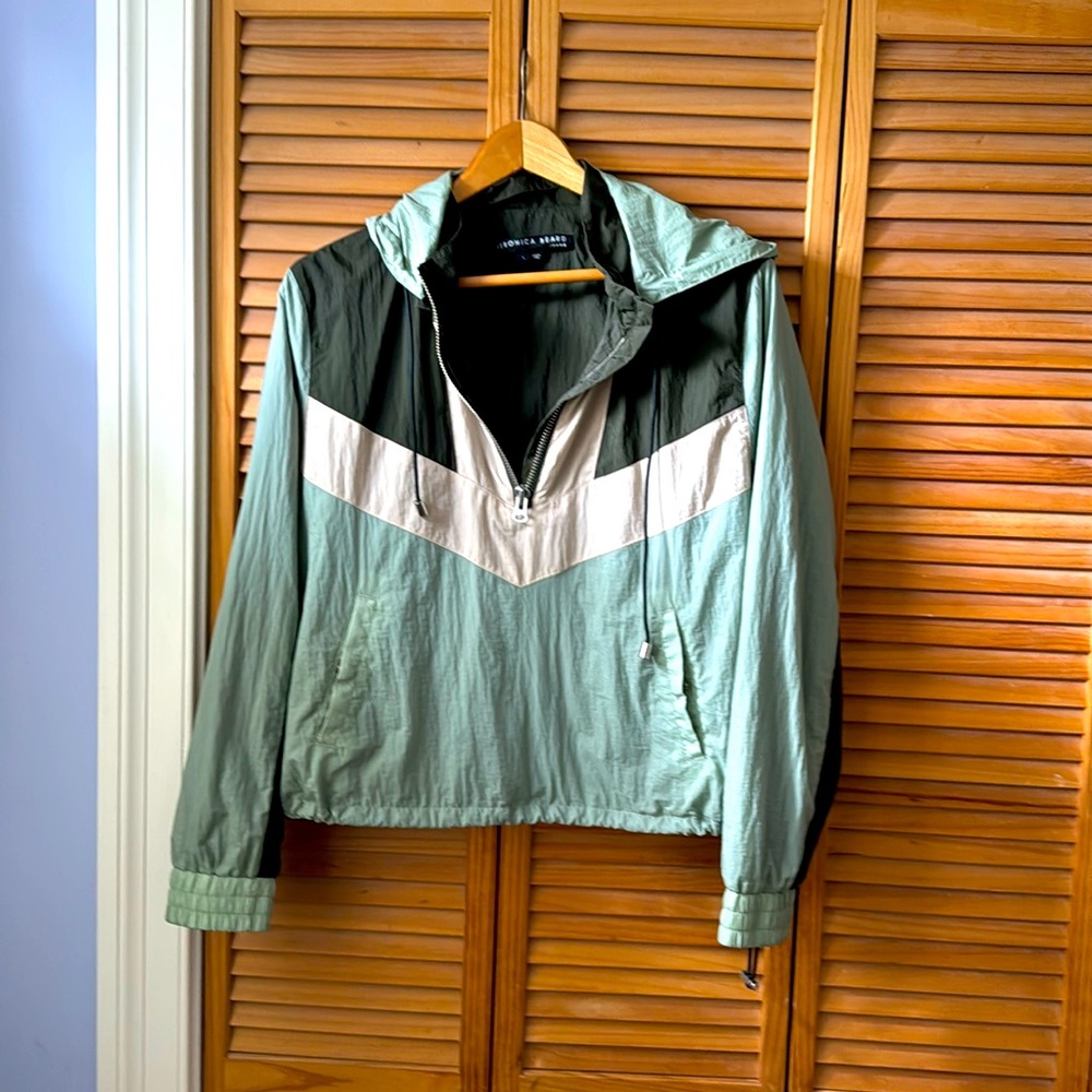 Veronica Beard Mint‎ Green & Forest Windbreaker Jacket